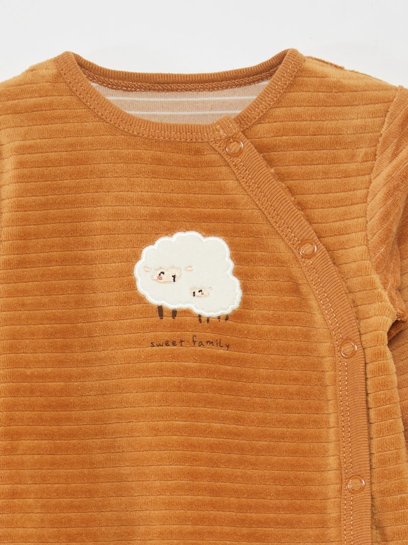 Lote de 2 babygrows de veludo Bege - Kiabi