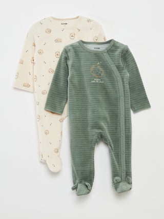 Lote de 2 babygrows de veludo