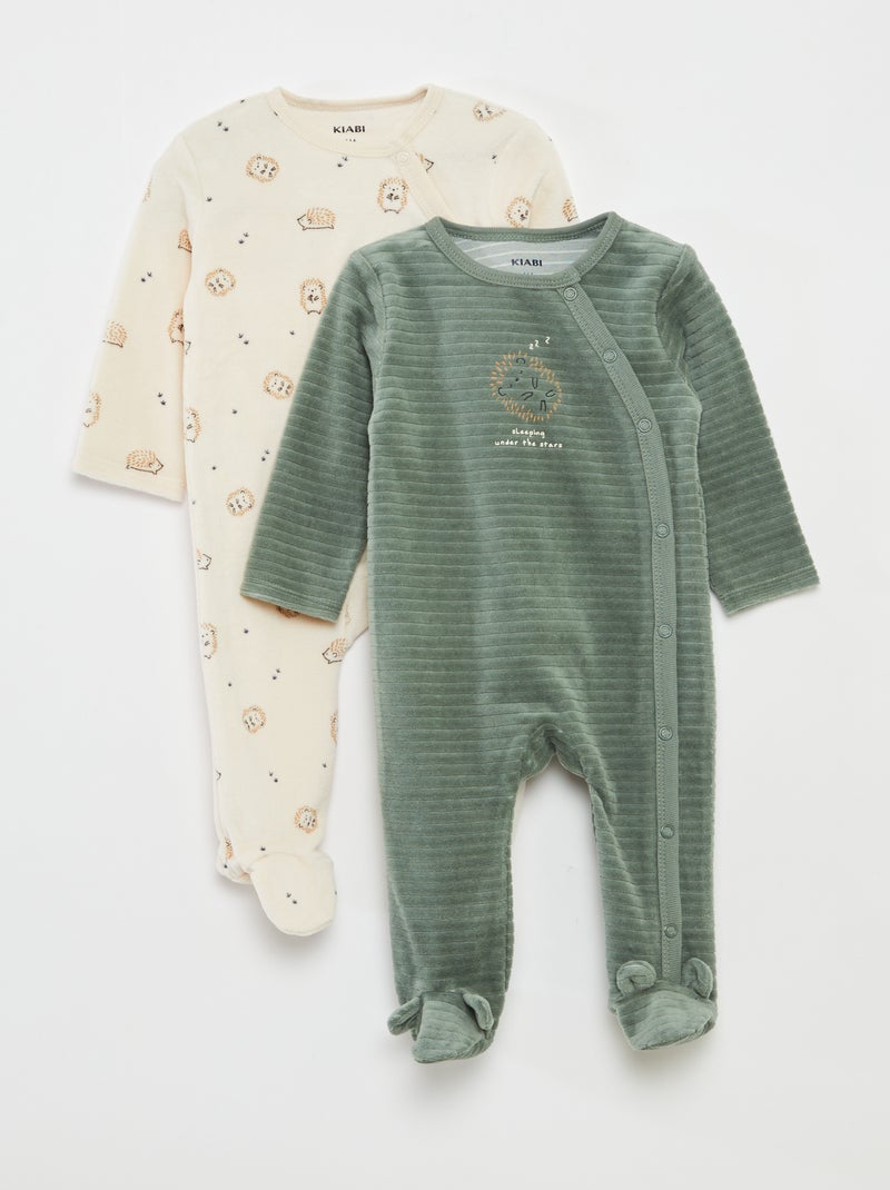 Lote de 2 babygrows de veludo Branco - Kiabi