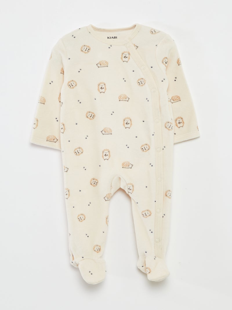 Lote de 2 babygrows de veludo Branco - Kiabi