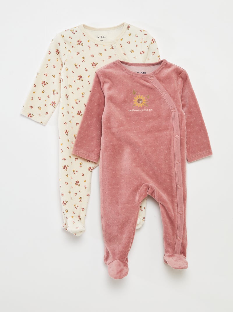 Lote de 2 babygrows de veludo Branco - Kiabi