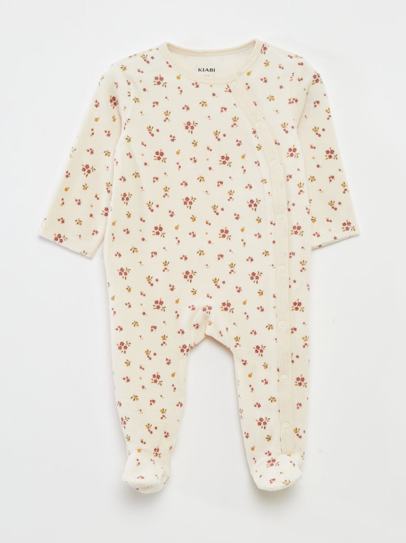 Lote de 2 babygrows de veludo Branco - Kiabi