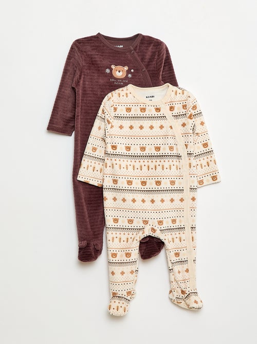 Lote de 2 babygrows de veludo - Kiabi