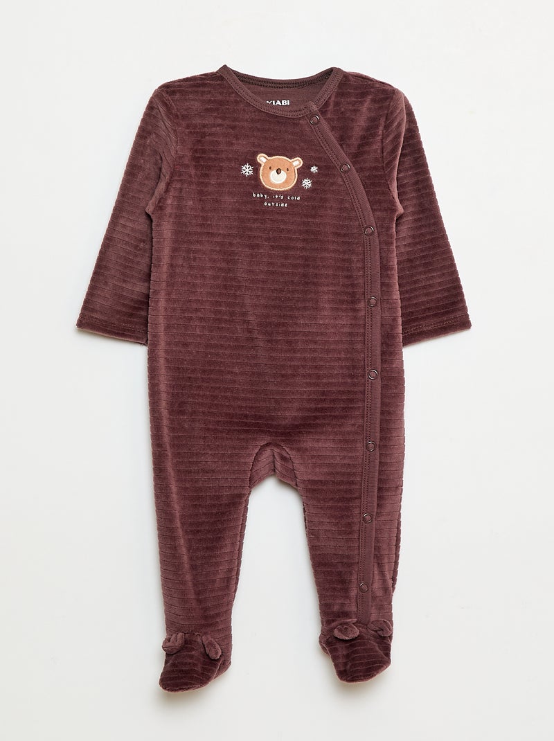 Lote de 2 babygrows de veludo Branco - Kiabi