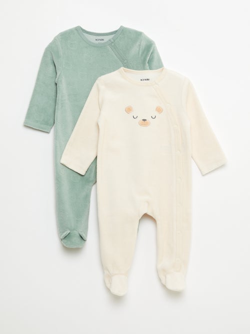 Lote de 2 babygrows de veludo - Kiabi
