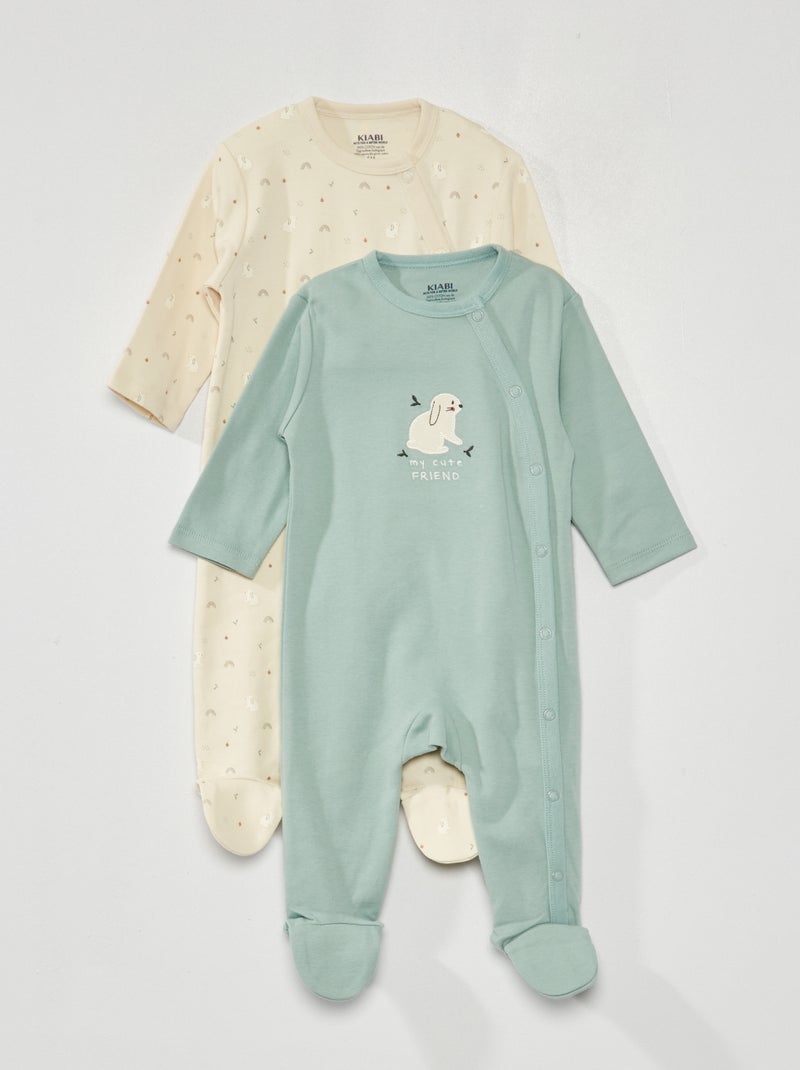 Lote de 2 babygrows em jersey - 2 peças AZUL - Kiabi
