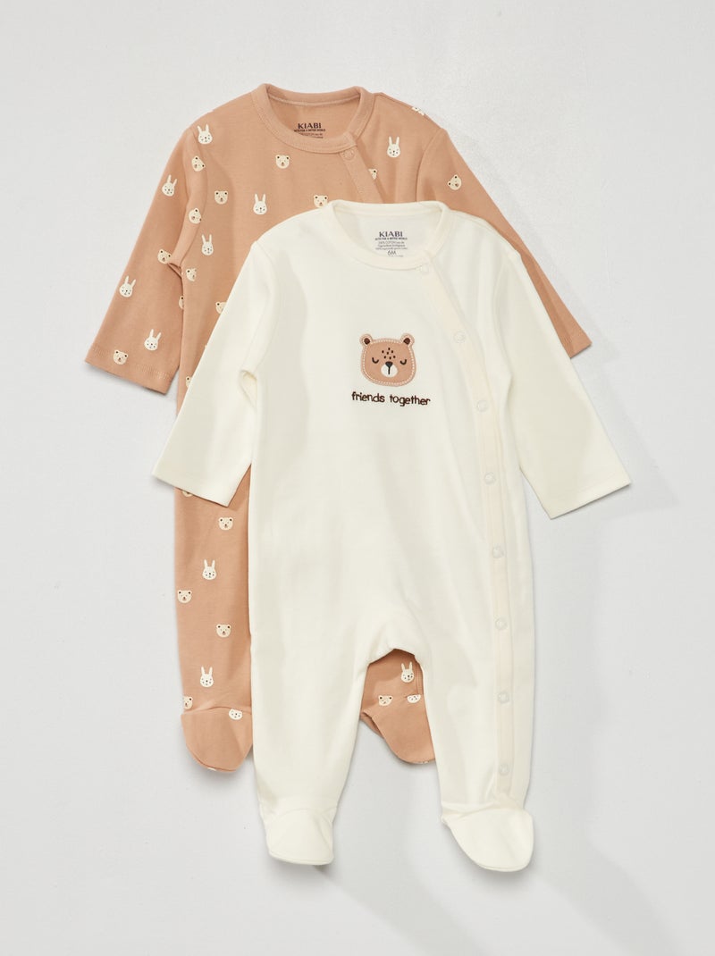 Lote de 2 babygrows em jersey - 2 peças MARROM - Kiabi