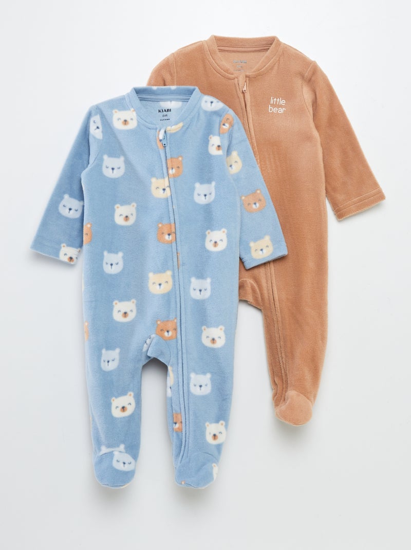 Lote de 2 babygrows em malha polar AZUL - Kiabi