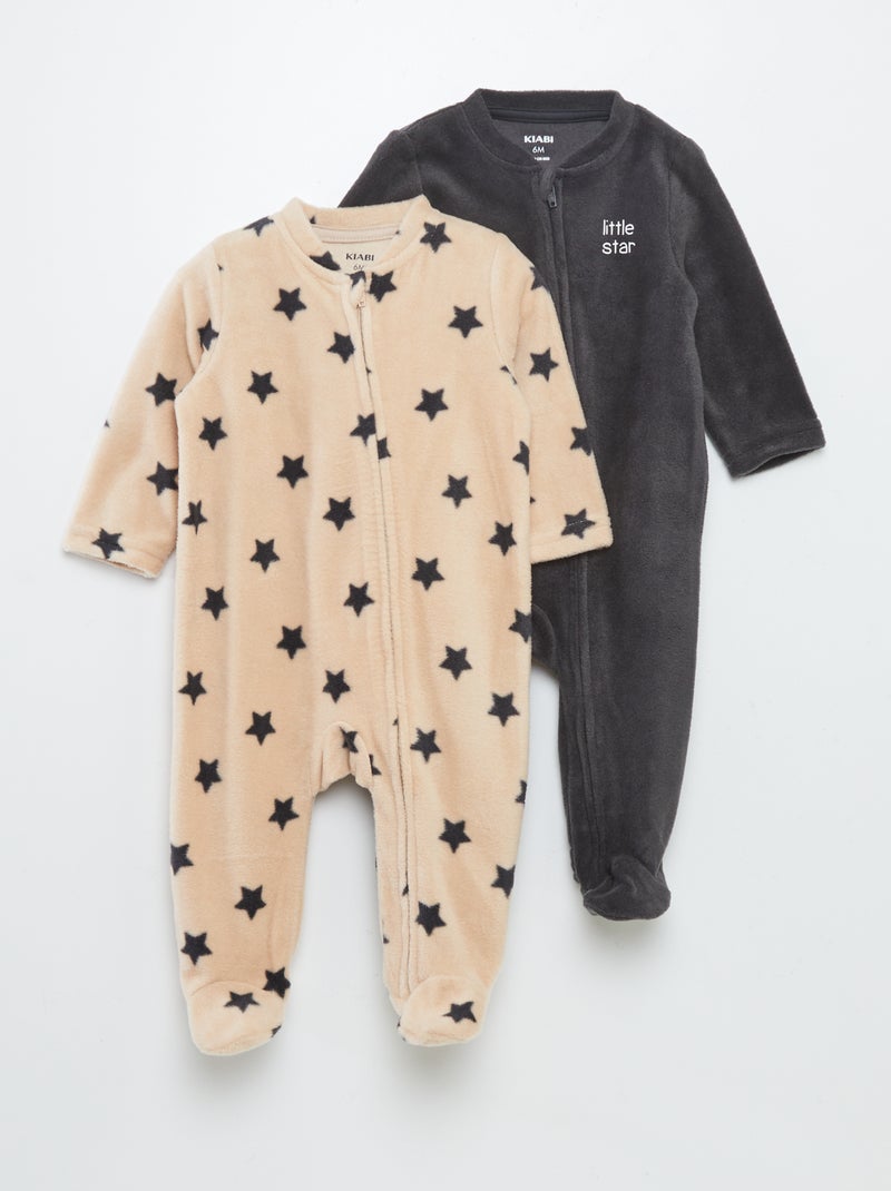 Lote de 2 babygrows em malha polar BEGE - Kiabi