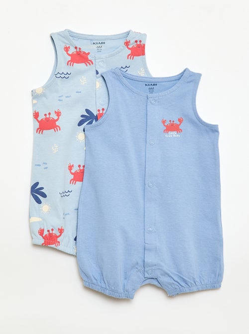 Lote de 2 babygrows leves com abertura de botões de pressão - Kiabi