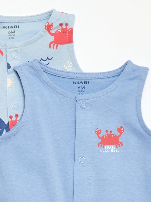 Lote de 2 babygrows leves com abertura de botões de pressão - Kiabi