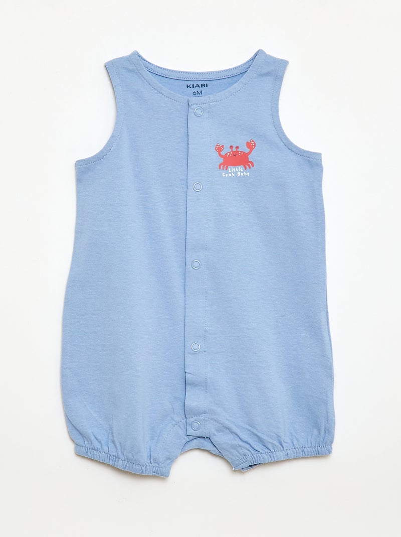 Lote de 2 babygrows leves com abertura de botões de pressão Azul - Kiabi