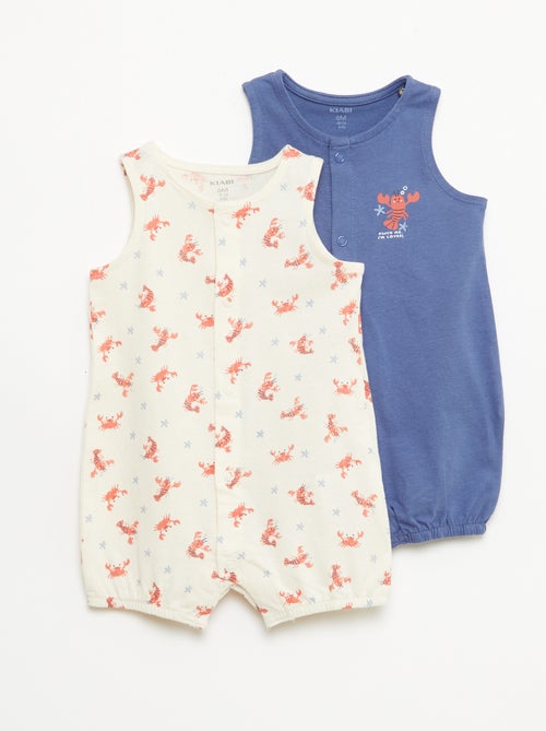 Lote de 2 babygrows leves com abertura de botões de pressão - Kiabi