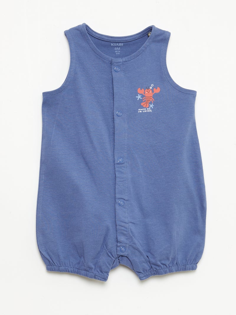 Lote de 2 babygrows leves com abertura de botões de pressão Azul - Kiabi