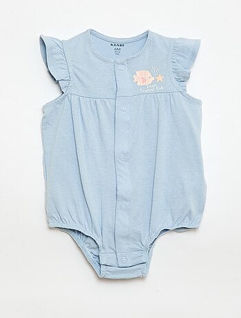 Lote de 2 babygrows leves com cavas com folhos
