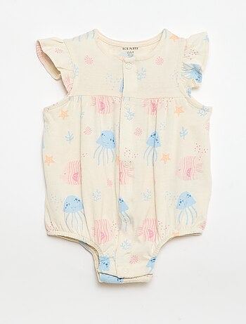 Lote de 2 babygrows leves com cavas com folhos