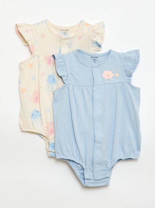 Lote de 2 babygrows leves com cavas com folhos - Kiabi