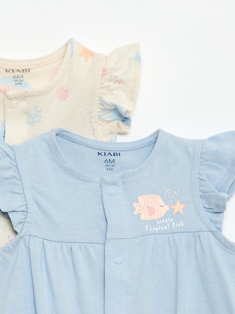Lote de 2 babygrows leves com cavas com folhos Bege - Kiabi