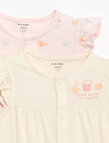 Lote de 2 babygrows leves com cavas com folhos