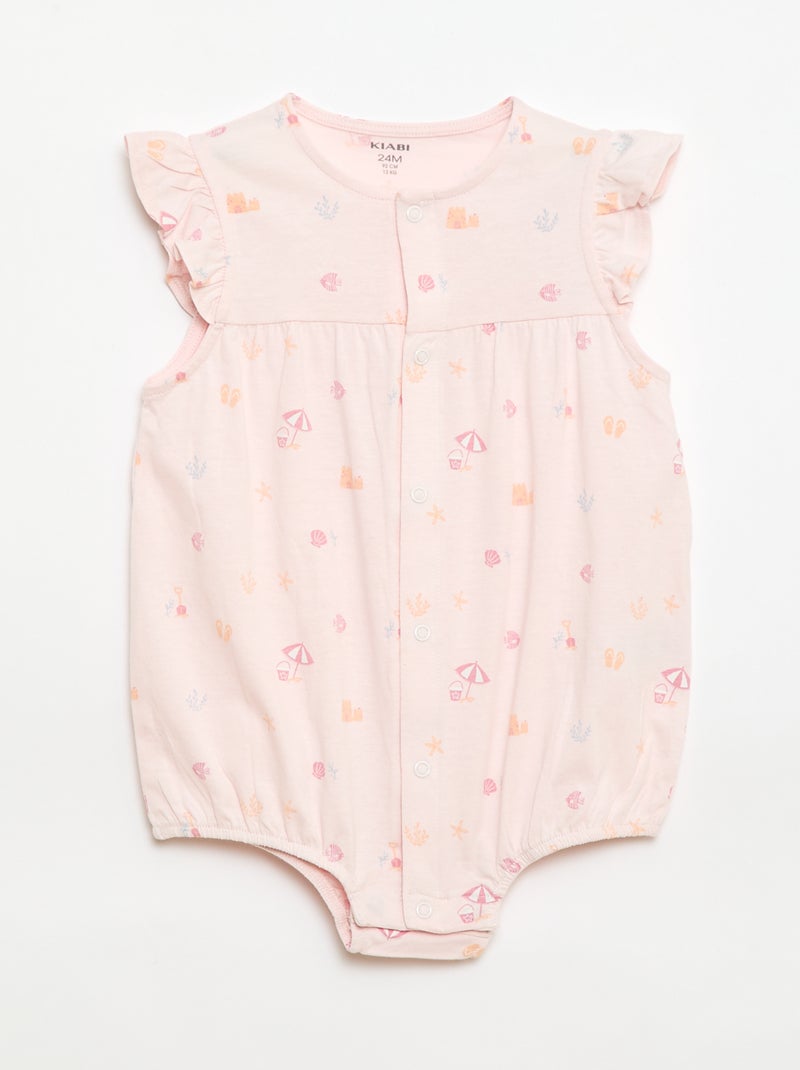 Lote de 2 babygrows leves com cavas com folhos Rosa - Kiabi