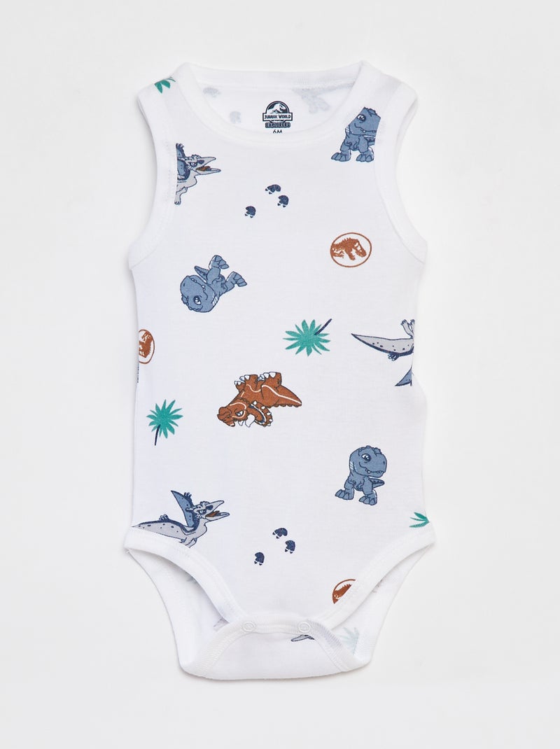 Lote de 2 bodies com alças largas 'Mundo Jurássico' BRANCO - Kiabi