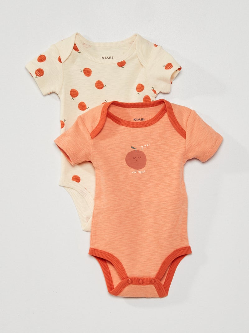 Lote de 2 bodies com estampado de fantasia BRANCO - Kiabi
