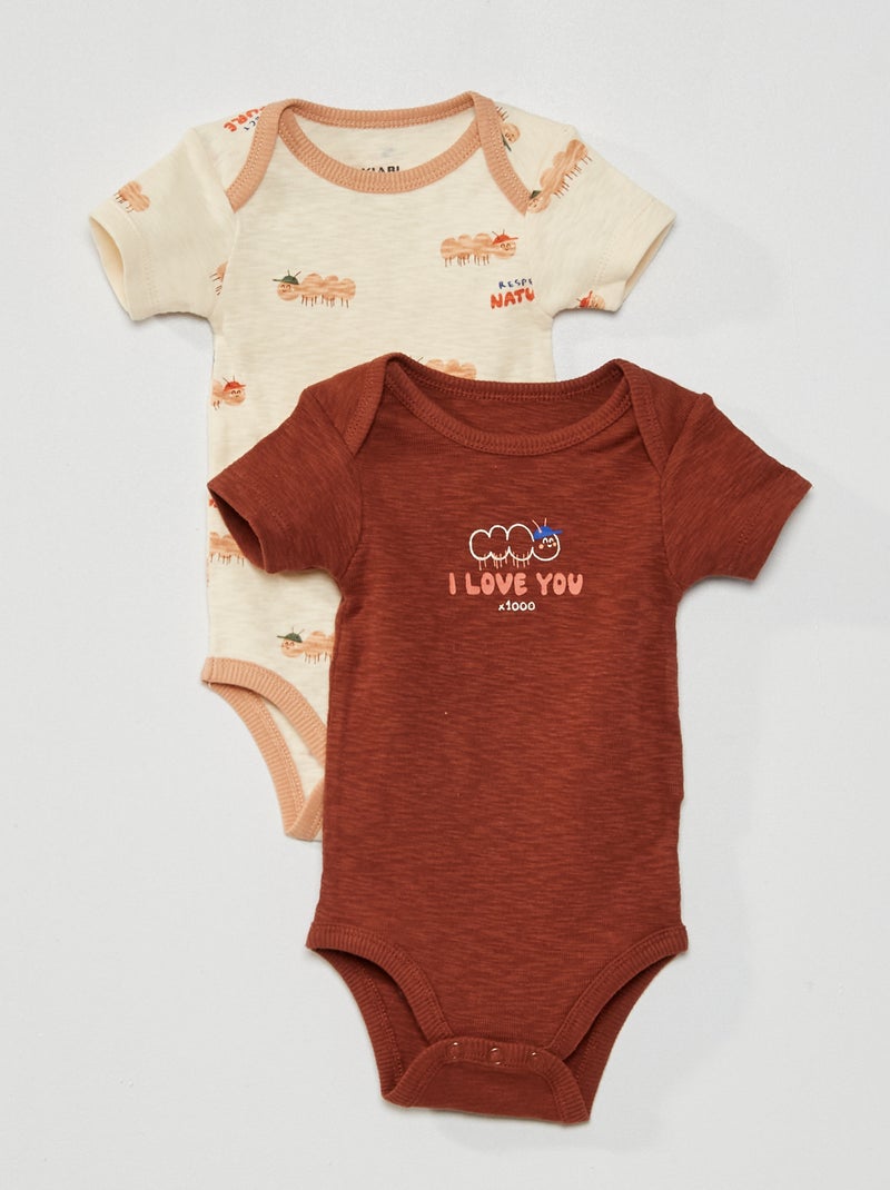 Lote de 2 bodies com estampado de fantasia BRANCO - Kiabi