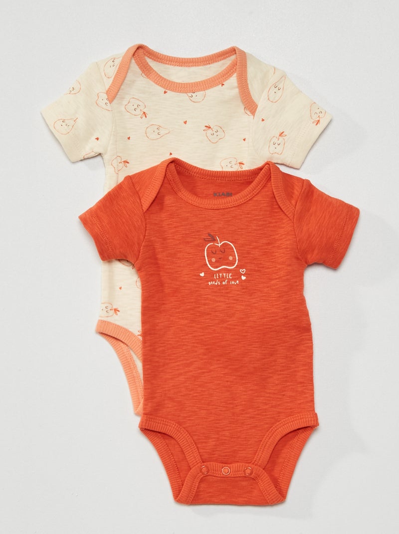 Lote de 2 bodies com estampado de fantasia BRANCO - Kiabi