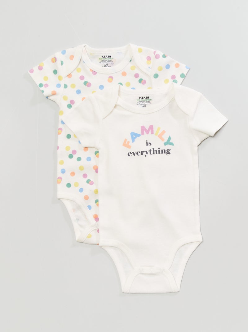 Lote de 2 bodies com estampado 'family' BRANCO - Kiabi