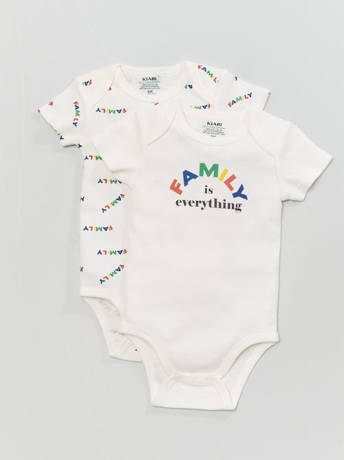 Lote de 2 bodies com estampado 'family' - Kiabi