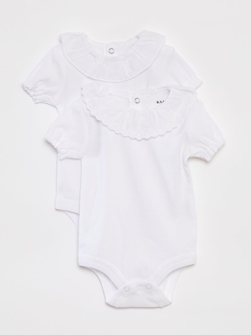 Lote de 2 bodies com gola de fantasia BRANCO - Kiabi