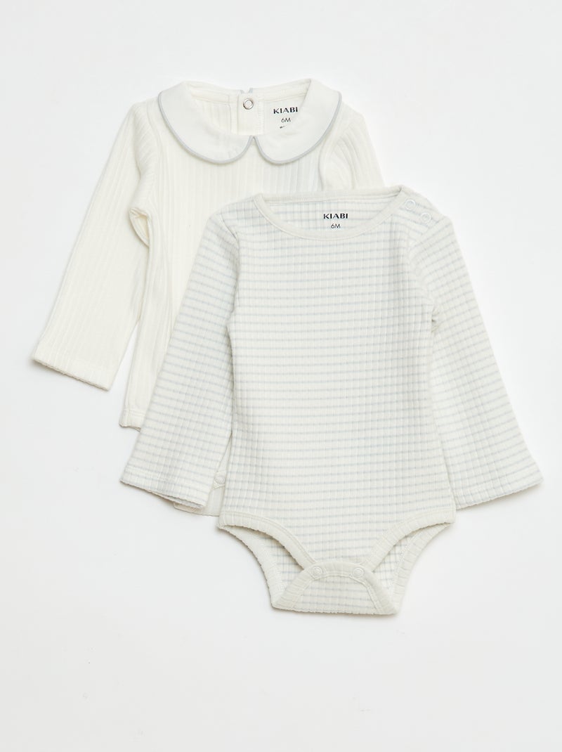 Lote de 2 bodies de malha nervurada Branco - Kiabi