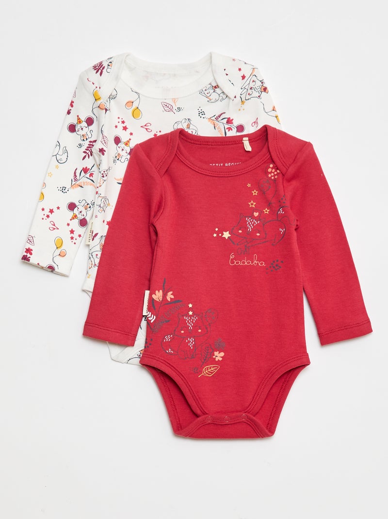 Lote de 2 bodies de manga comprida - 2 peças Bege - Kiabi