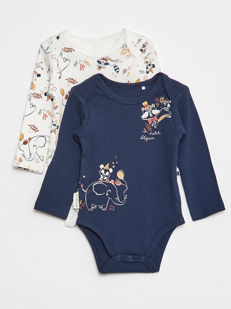 Lote de 2 bodies de manga comprida - 2 peças Bege - Kiabi