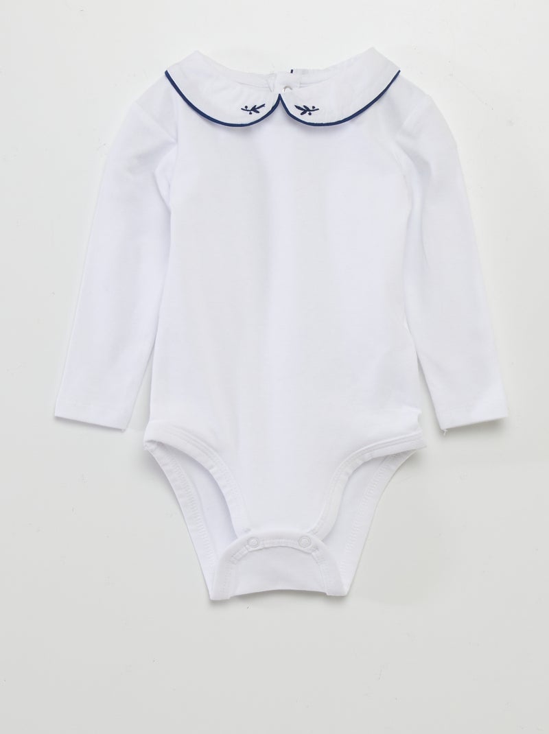 Lote de 2 bodies de manga comprida com cabeção BRANCO - Kiabi