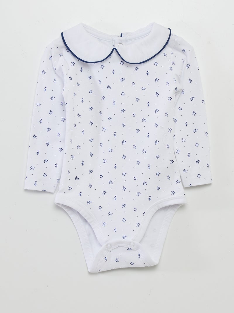 Lote de 2 bodies de manga comprida com cabeção BRANCO - Kiabi