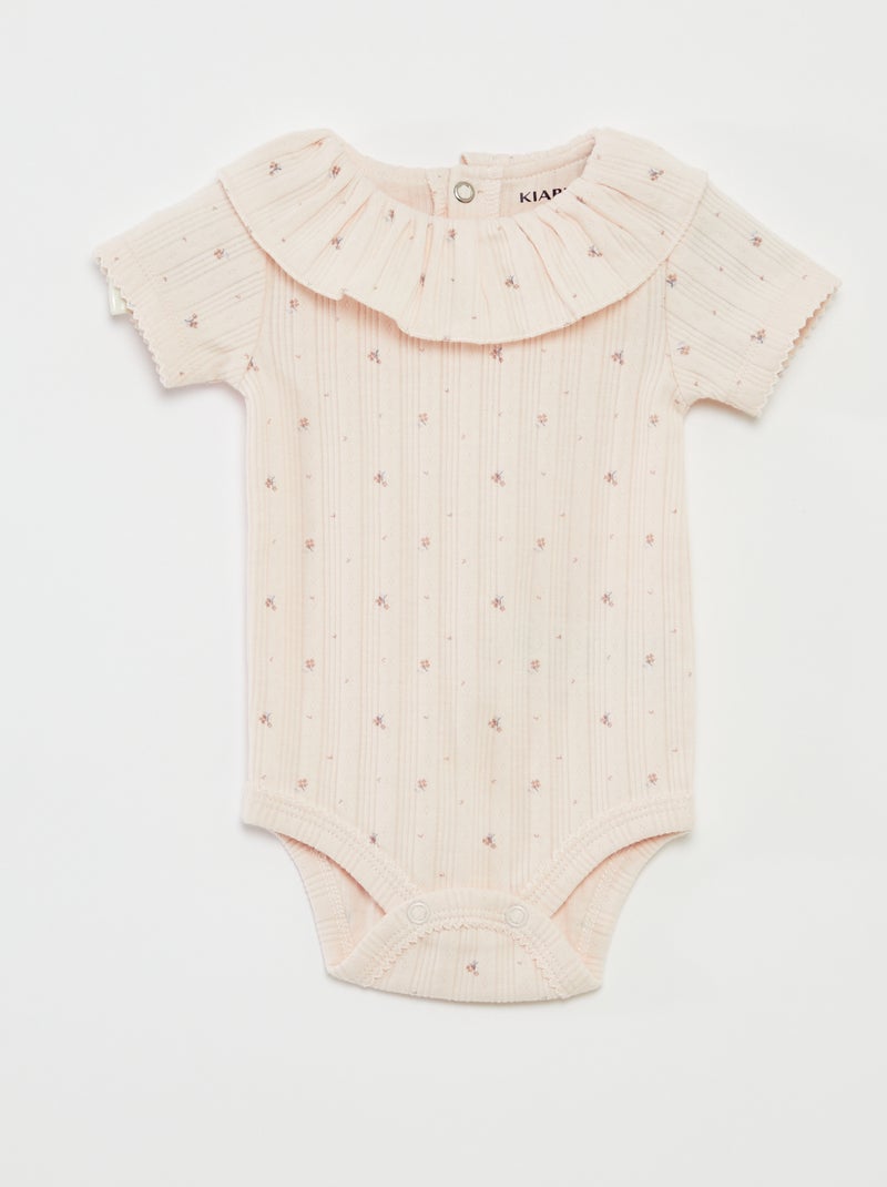 Lote de 2 bodies em malha pointelle com gola de fantasia ROSA - Kiabi