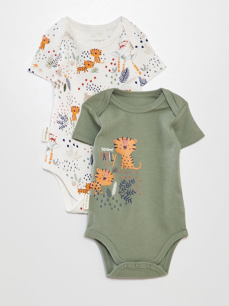 Lote de 2 bodies estampados 'Petit Béguin' VERDE - Kiabi