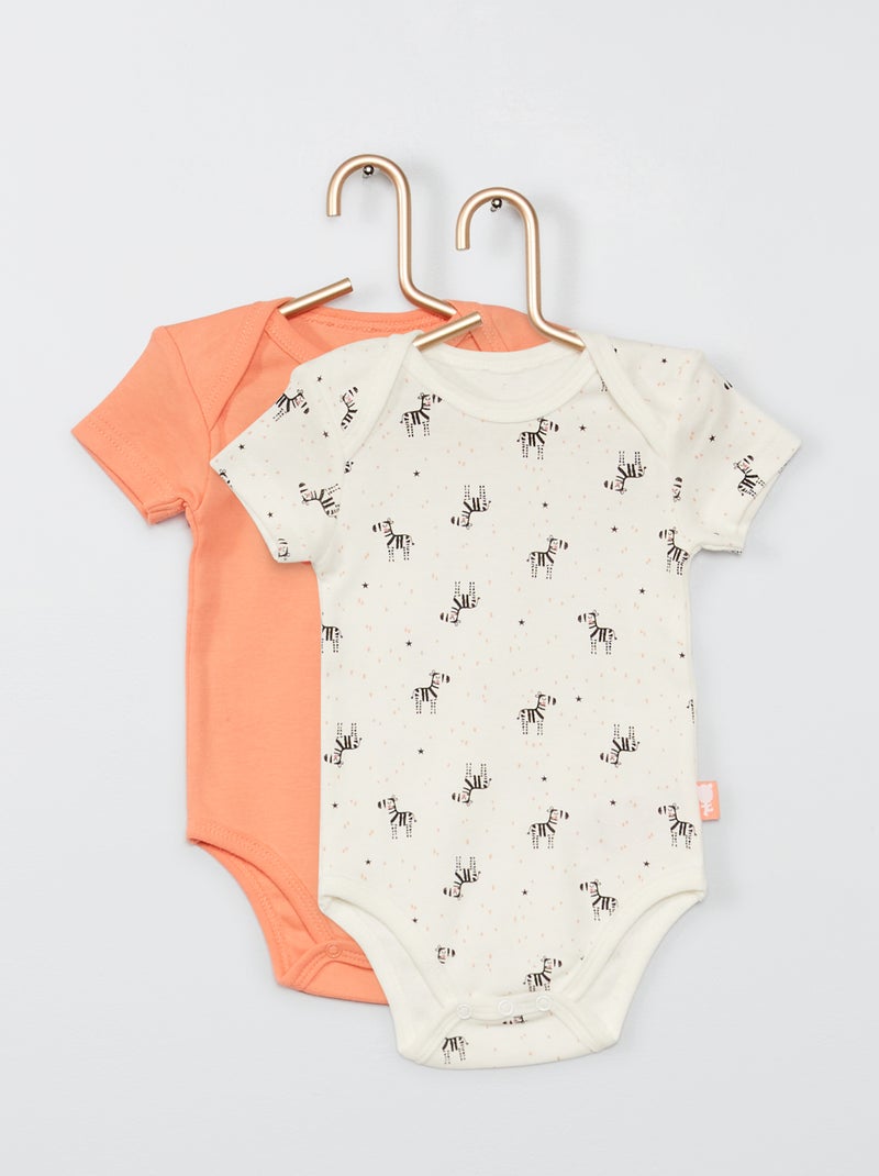 Lote de 2 bodies 'Petit Beguin' bege/laranja - Kiabi