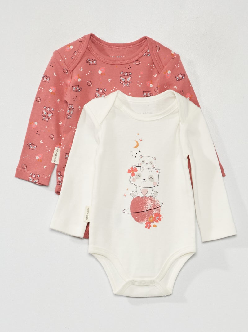 Lote de 2 bodies 'Petit Beguin' Branco/ Rosa - Kiabi