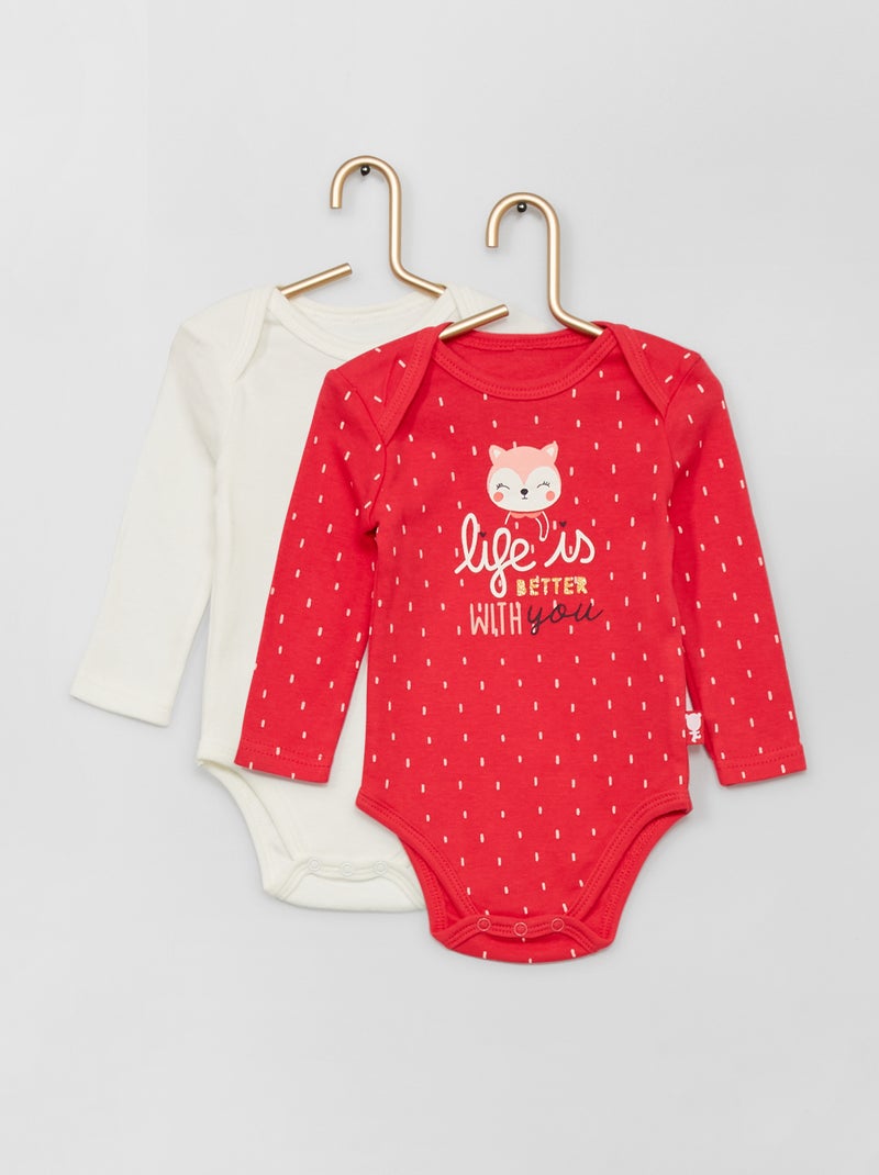 Lote de 2 bodies 'Petit Béguin' Rosa/ Ecru - Kiabi