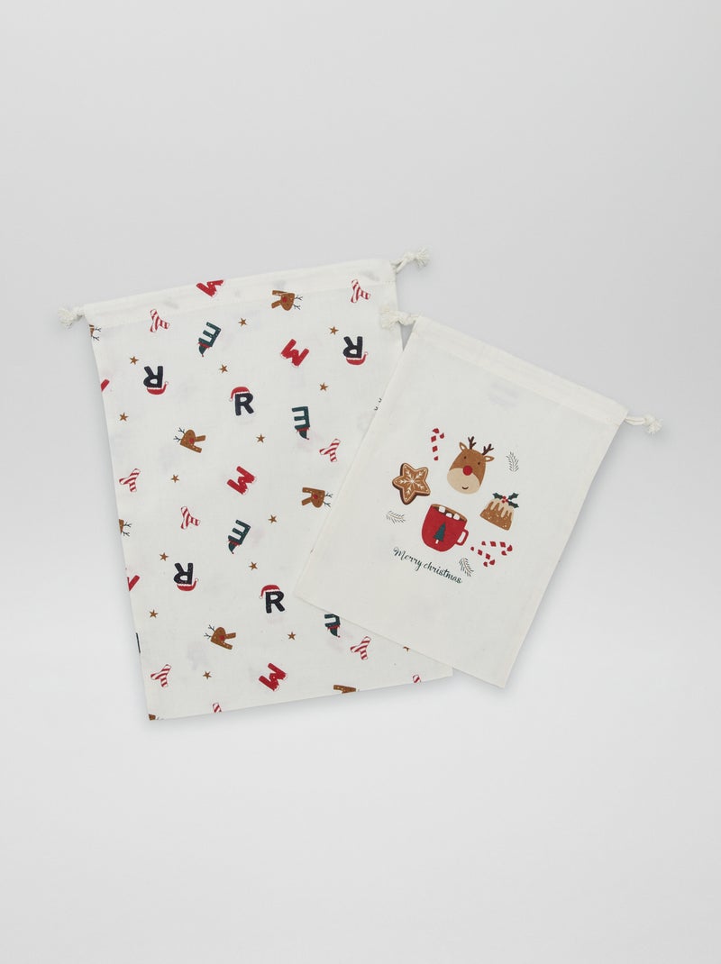 Lote de 2 bolsas de toilette de Natal BRANCO - Kiabi