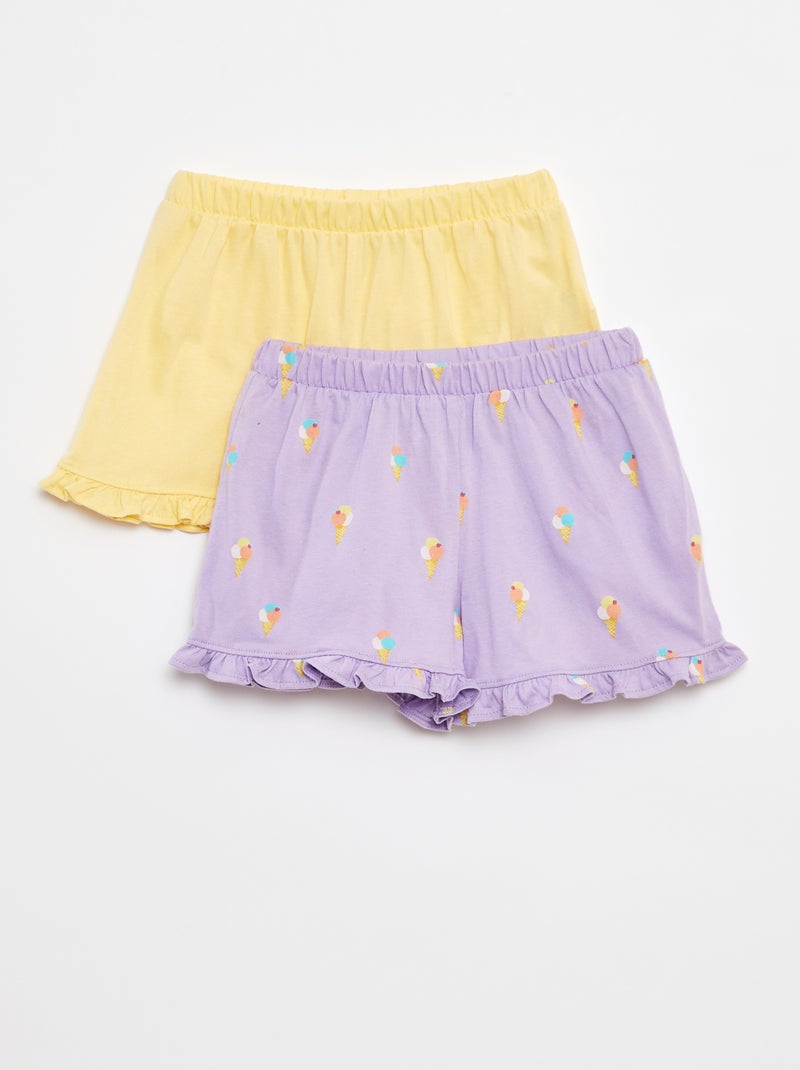 Lote de 2 calções com folhos VIOLETA - Kiabi