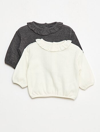 Conjunto de 2 camisolas de malha com gola fantasia