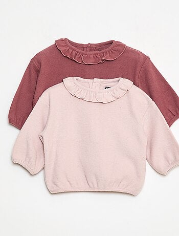 Conjunto de 2 camisolas de malha com gola fantasia