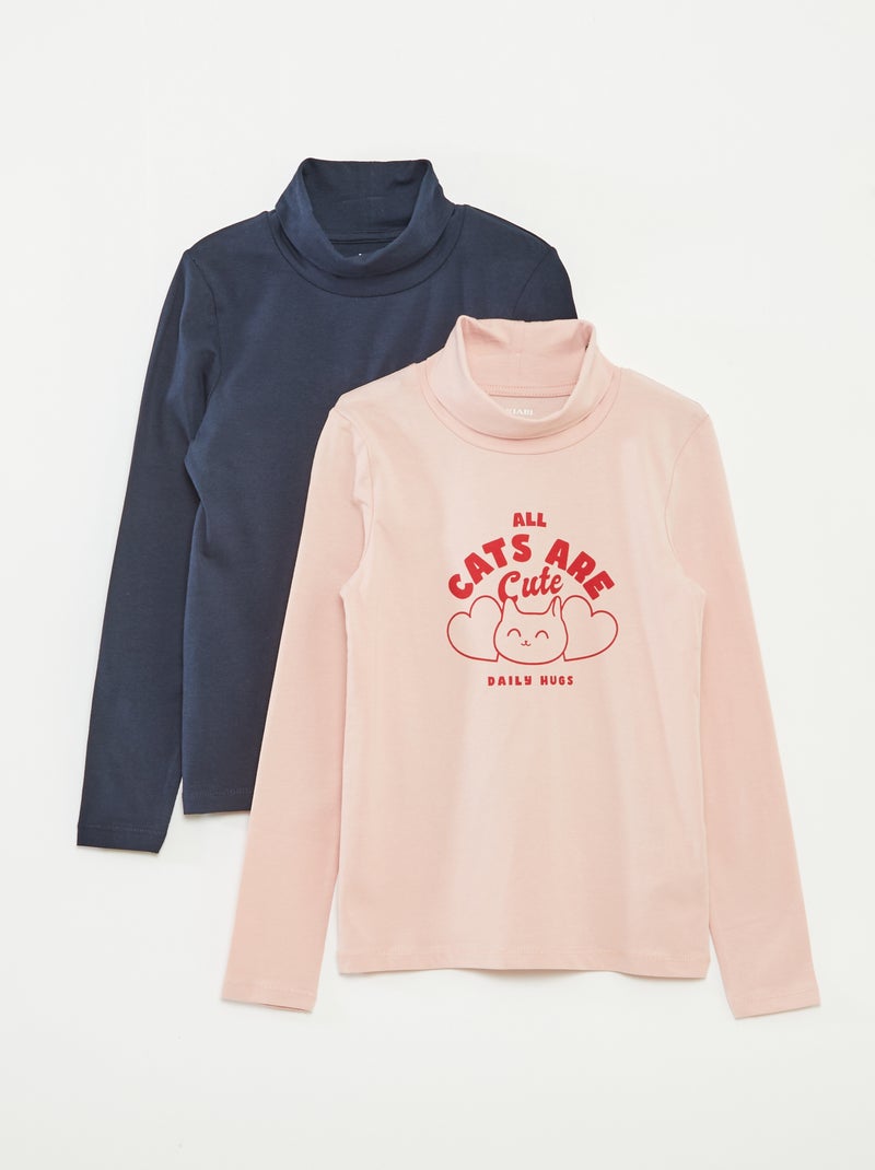 Lote de 2 camisolas finas de gola alta Rosa - Kiabi