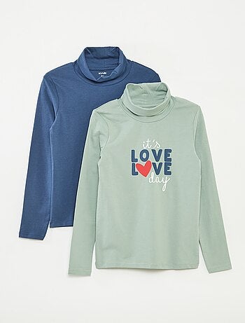 Lote de 2 camisolas finas de gola alta