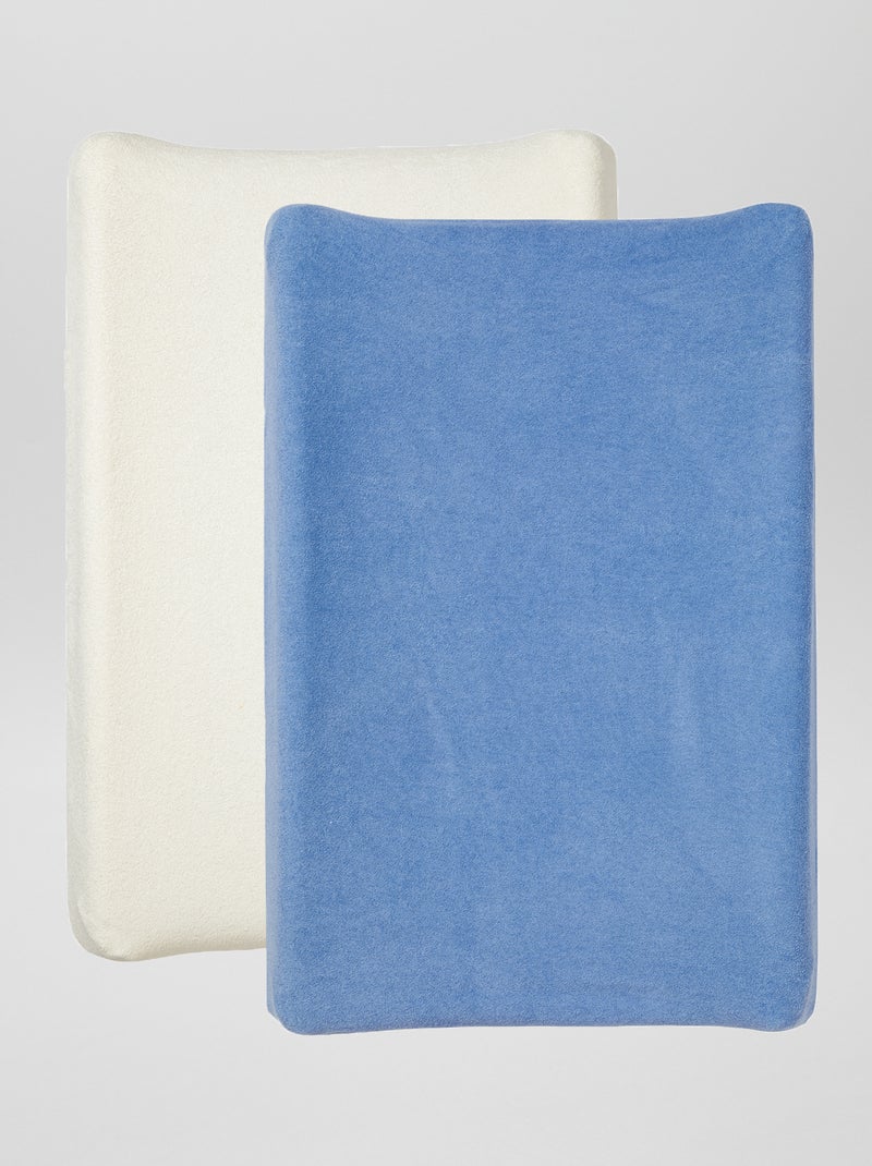 Lote de 2 capas para colchão para mudar a fralda Branco/ Azul - Kiabi