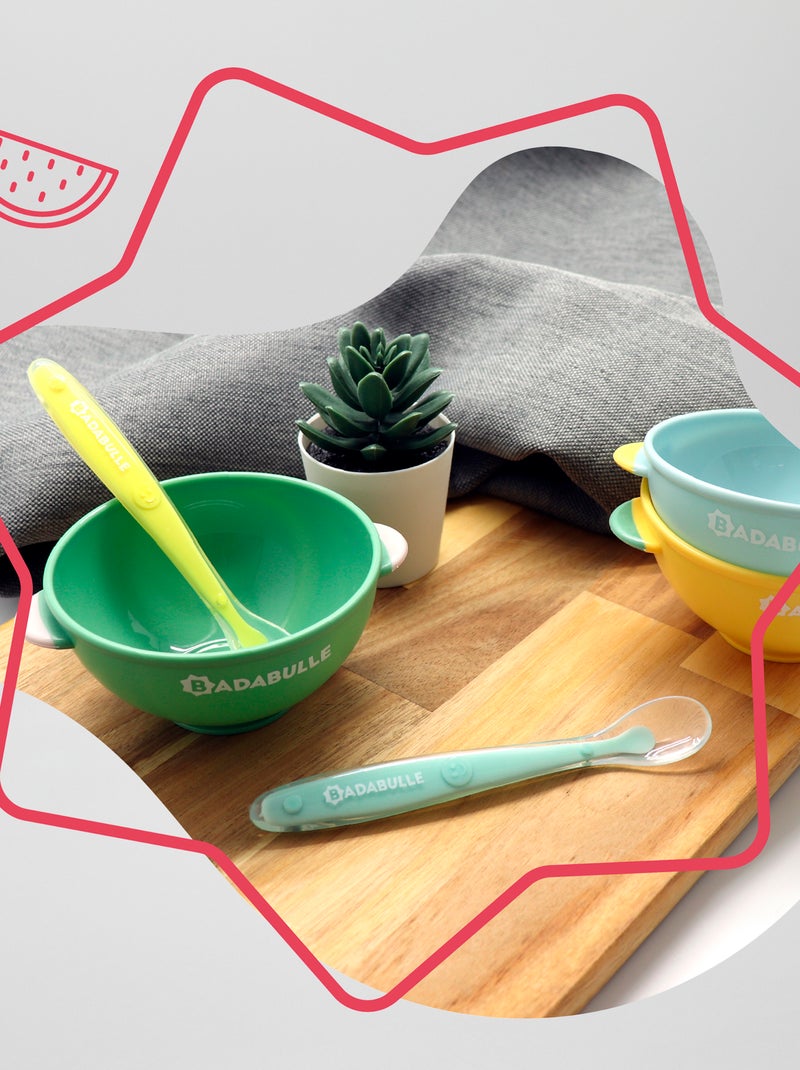 Lote de 2 colheres em silicone 'Badabulle' Azul/ Amarelo - Kiabi