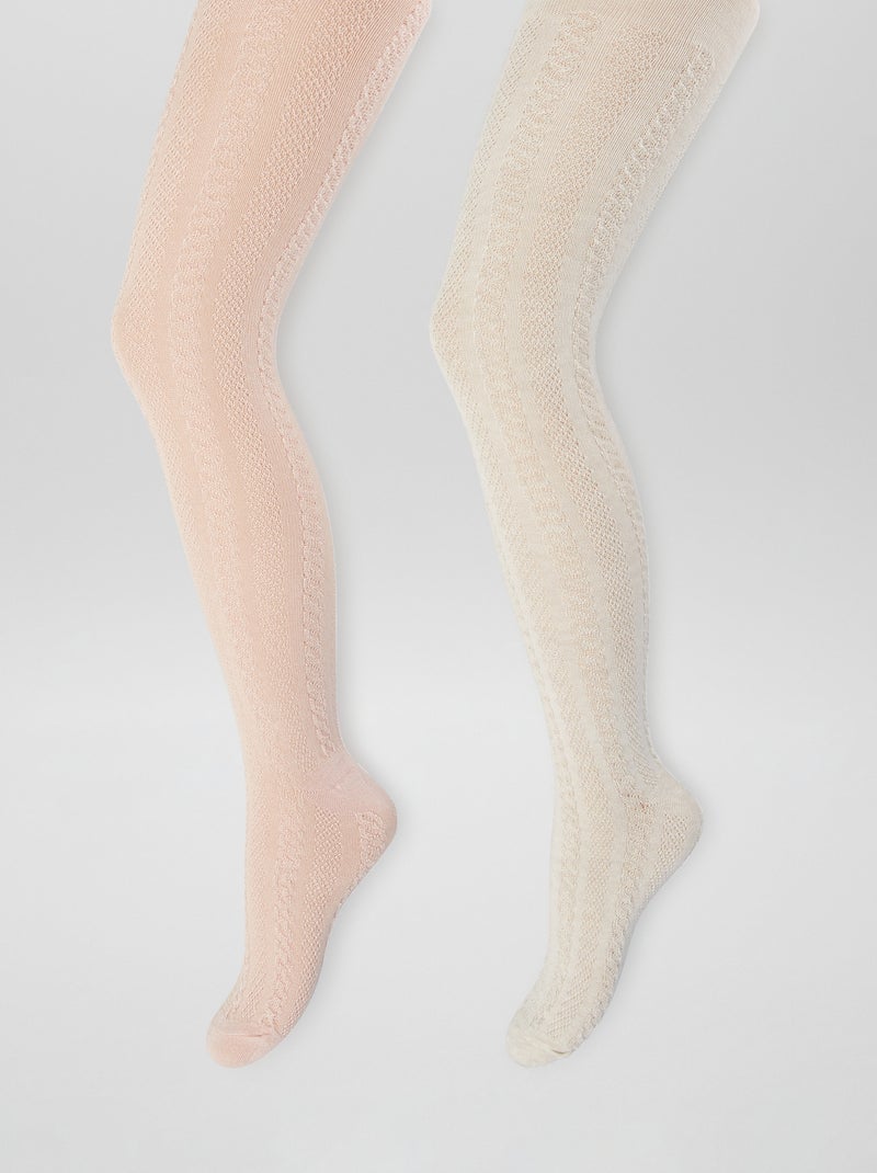 Lote de 2 collants de malha torcida MARROM - Kiabi